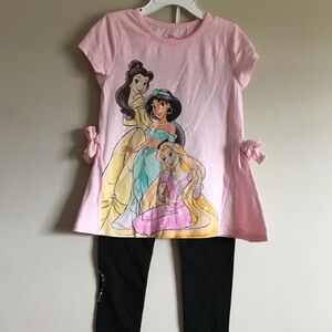 Disney Princess 2 piece set t-shirt &leggins size 5.